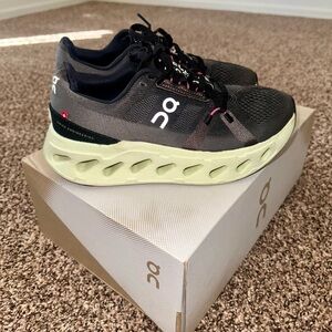 On Running Women's Black and Lime Athletic Shoes